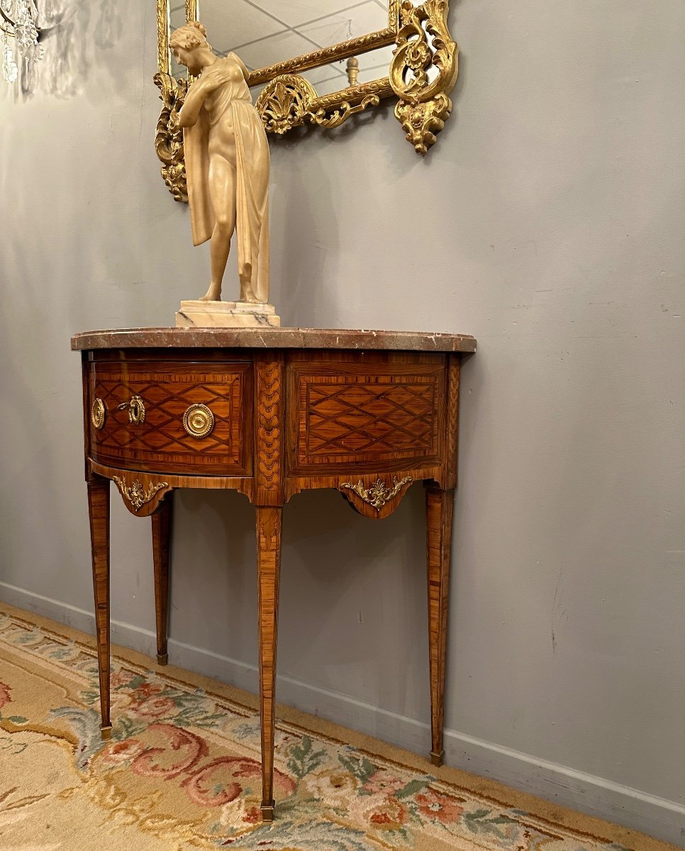 Rare Commode Dite Perruquiere En Marqueterie d'Epoque Louis XVI Vers 1770-photo-1