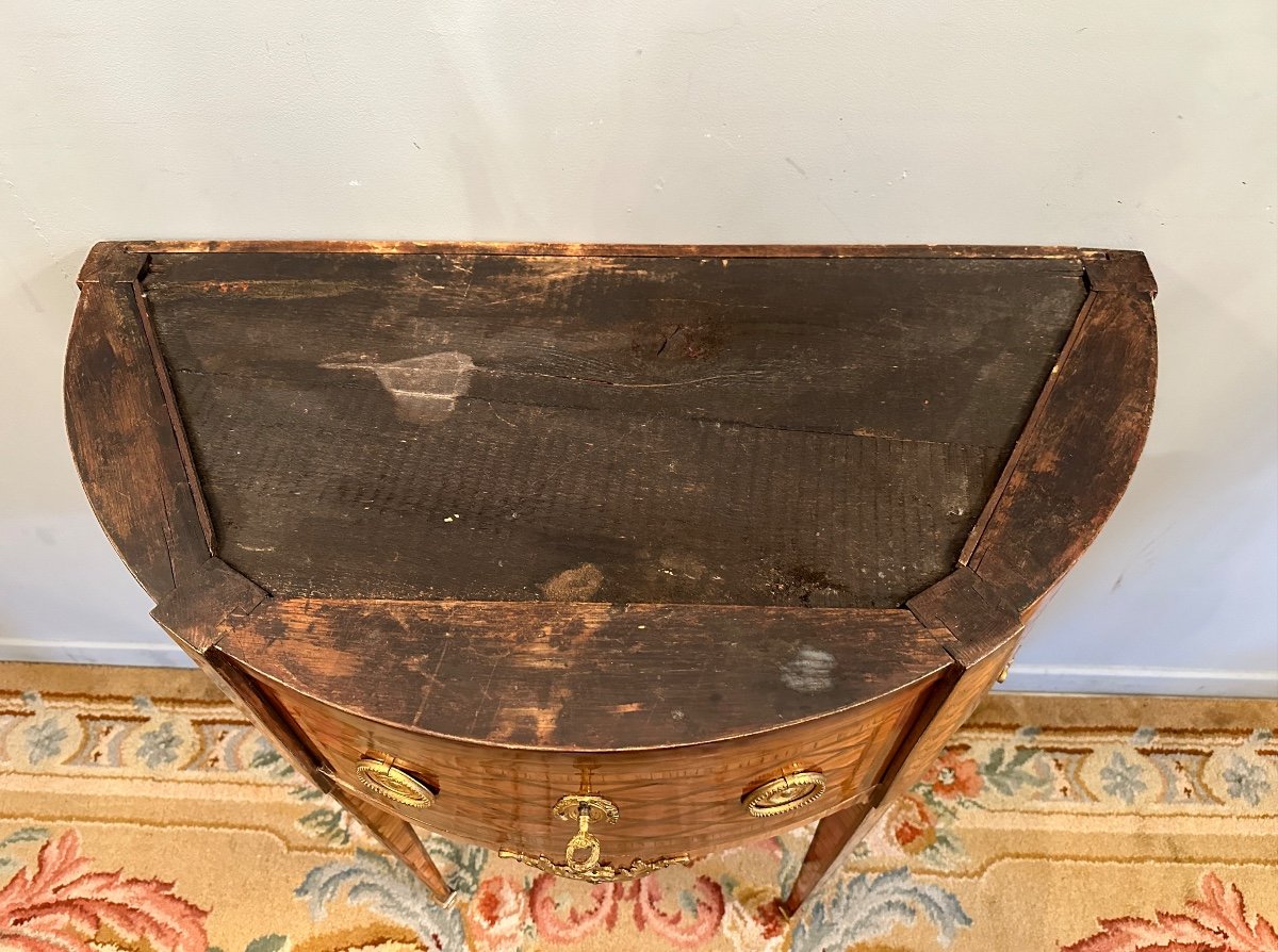 Rare Commode Dite Perruquiere En Marqueterie d'Epoque Louis XVI Vers 1770-photo-5