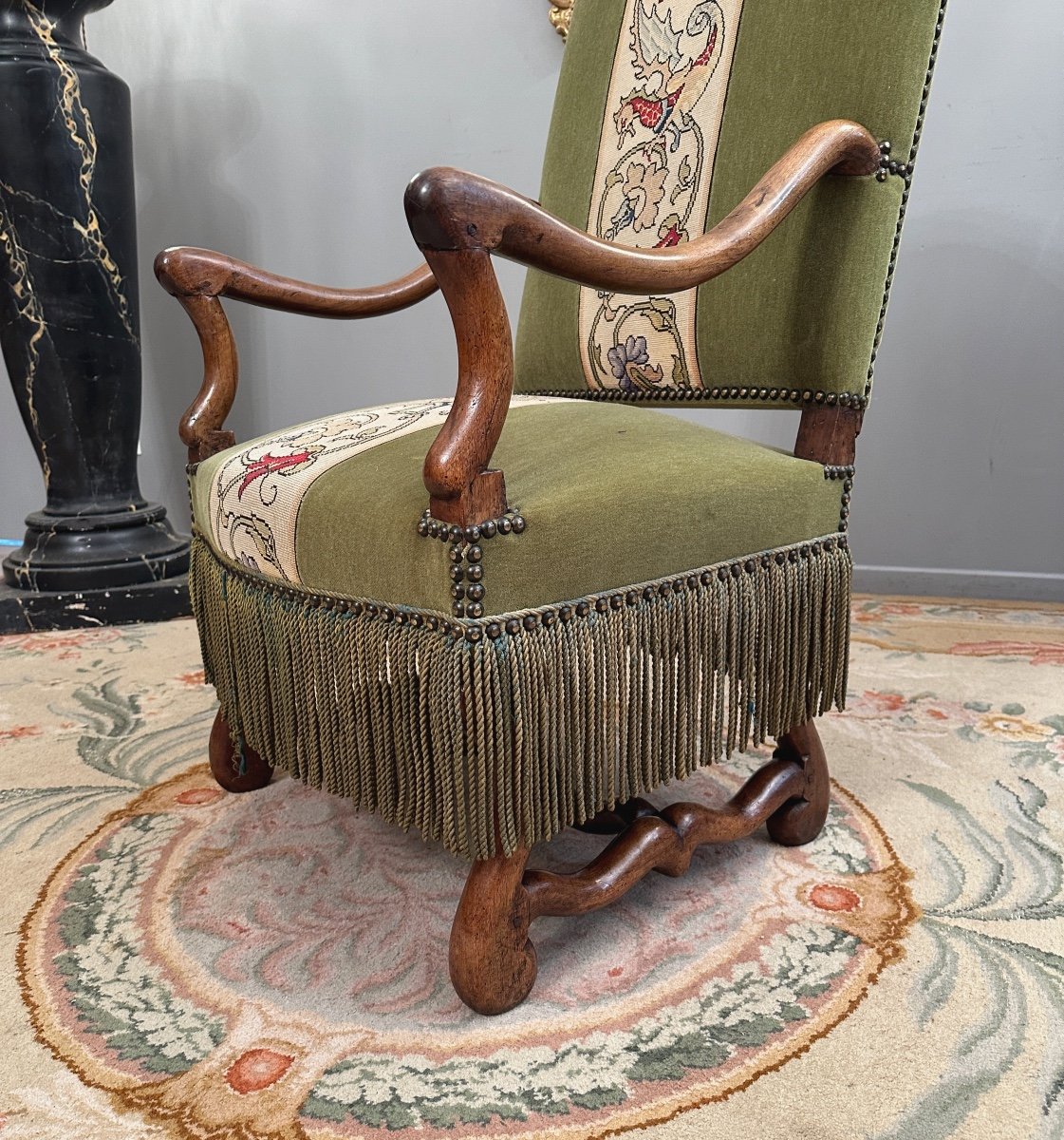 Fauteuil En Noyer d'Epoque Louis XIII XVIIeme Siecle-photo-1