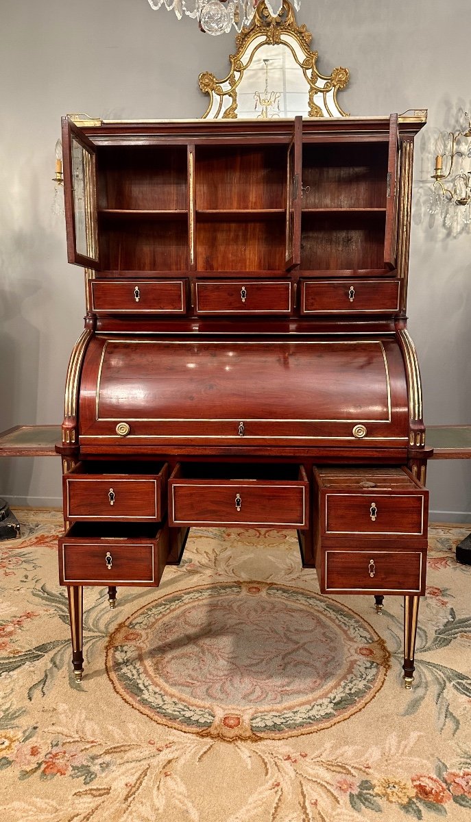 Bureau A Cylindre En Acajou d'Epoque Louis XVI Vers 1770-photo-6