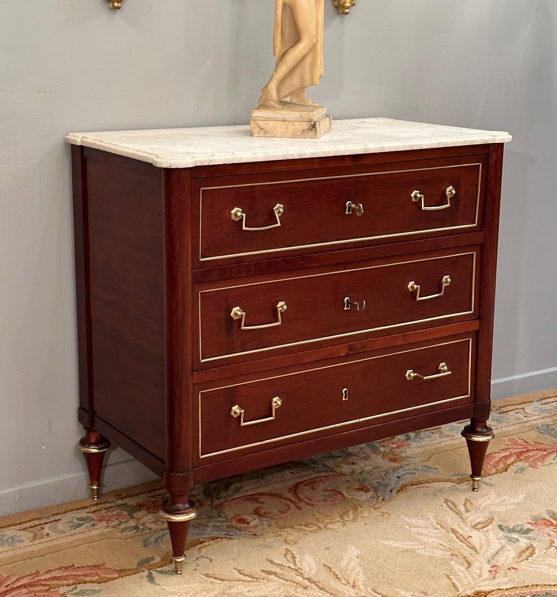 Louis XVI Mahogany Secretaire Chest Of Drawers Circa 1770-photo-2