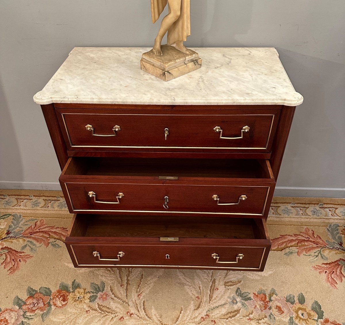 Louis XVI Mahogany Secretaire Chest Of Drawers Circa 1770-photo-3