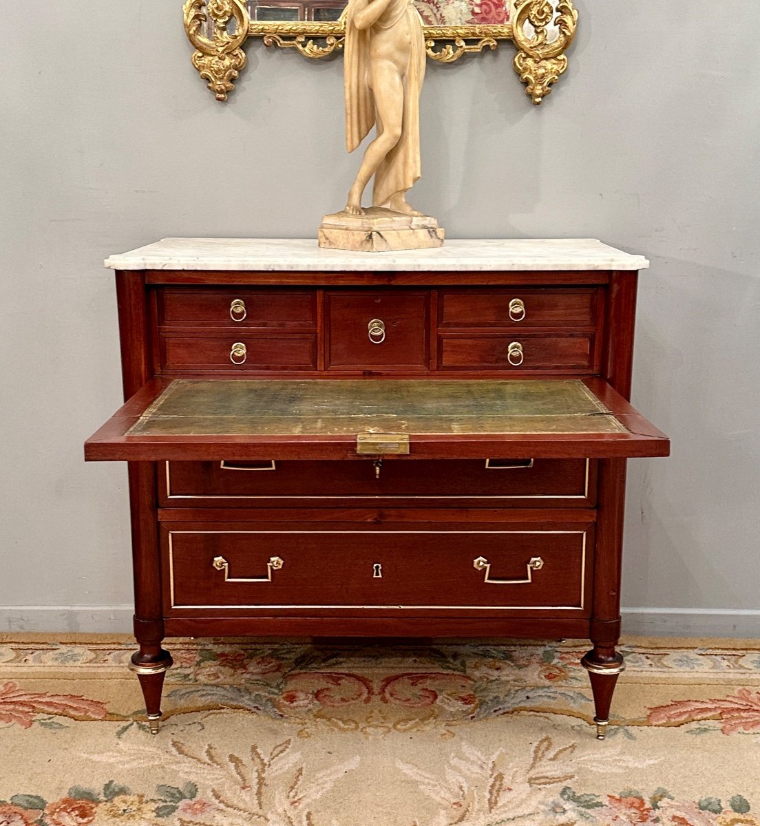 Louis XVI Mahogany Secretaire Chest Of Drawers Circa 1770-photo-1