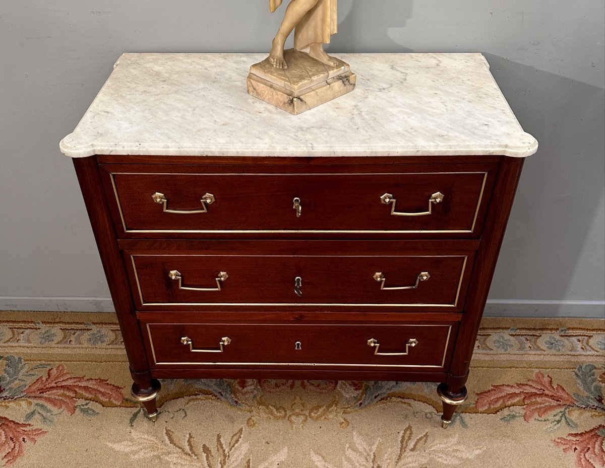 Louis XVI Mahogany Secretaire Chest Of Drawers Circa 1770-photo-2