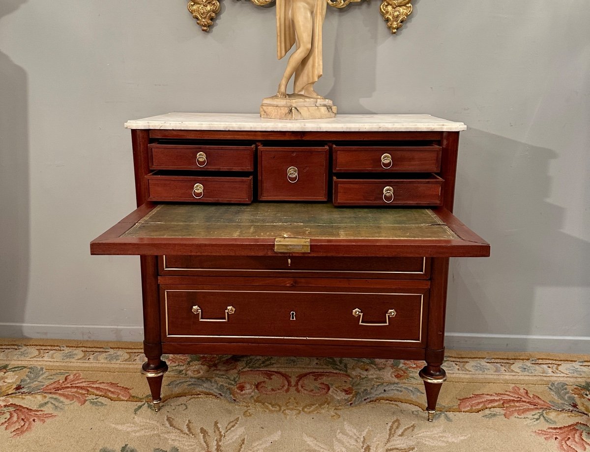 Louis XVI Mahogany Secretaire Chest Of Drawers Circa 1770-photo-4