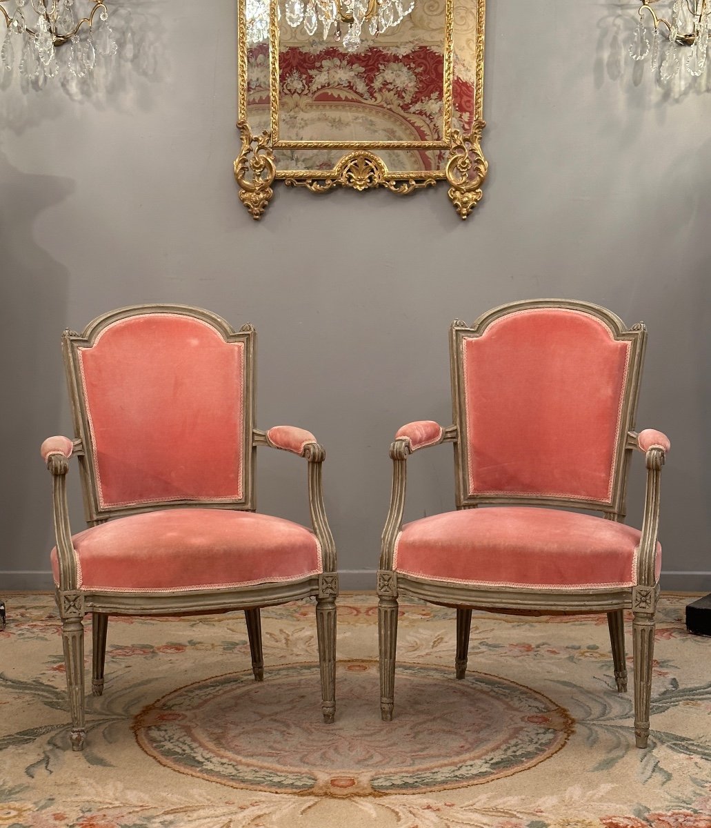 Pair Of Cabriolet Armchairs From The Louis XVI Period Around 1770-photo-2