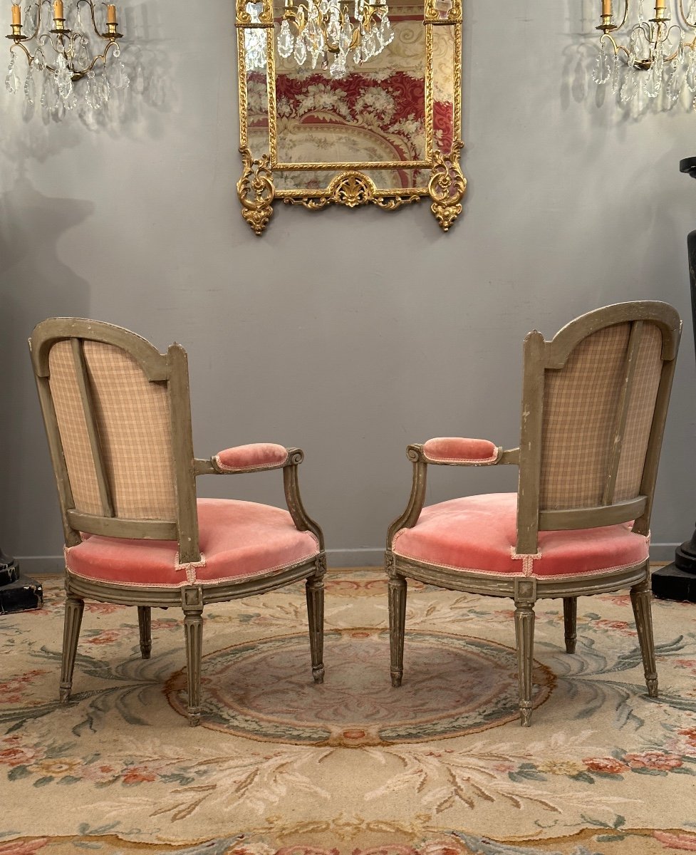 Pair Of Cabriolet Armchairs From The Louis XVI Period Around 1770-photo-2