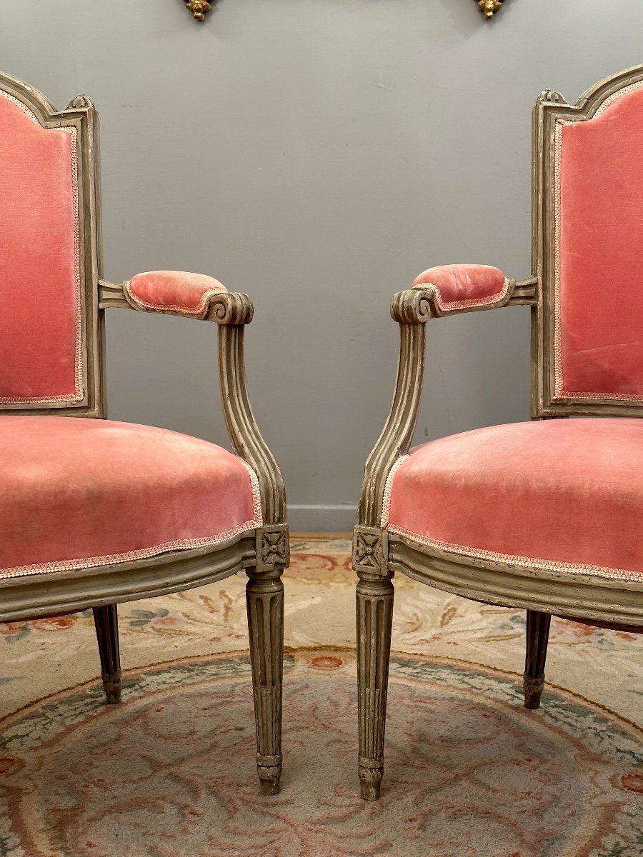 Pair Of Cabriolet Armchairs From The Louis XVI Period Around 1770-photo-3