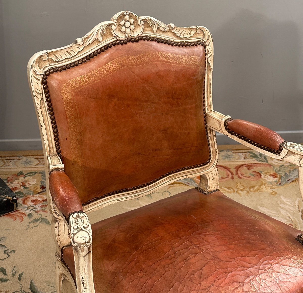 Pair Of Regency Style Lacquered Wooden Armchairs XIXth Century-photo-1