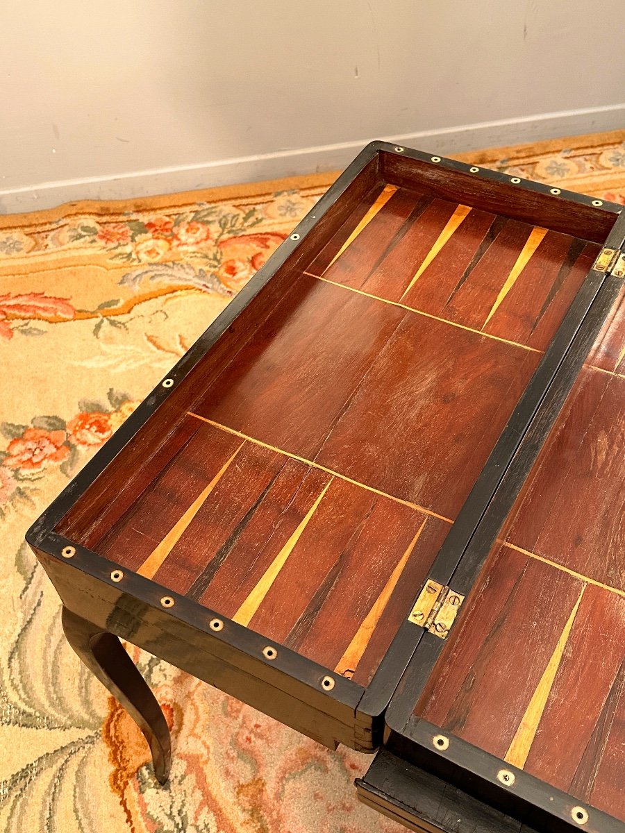 Black Lacquered Tric Trac Game Table, Louis XV Period Around 1750-photo-7