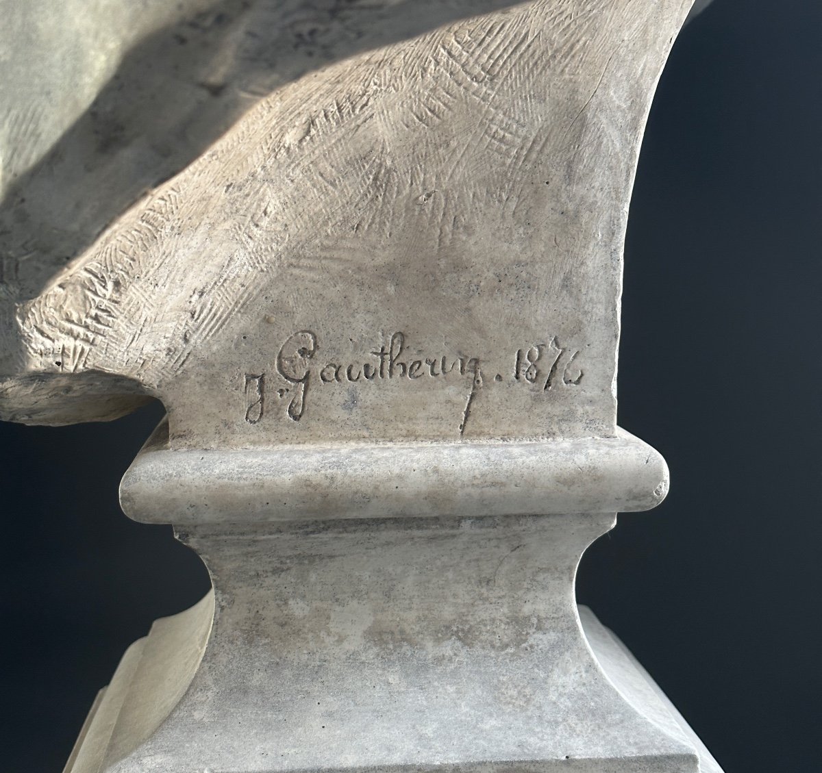 Jean Gautherin, Sculpture Bust Of Man Signed XIXth Century-photo-1