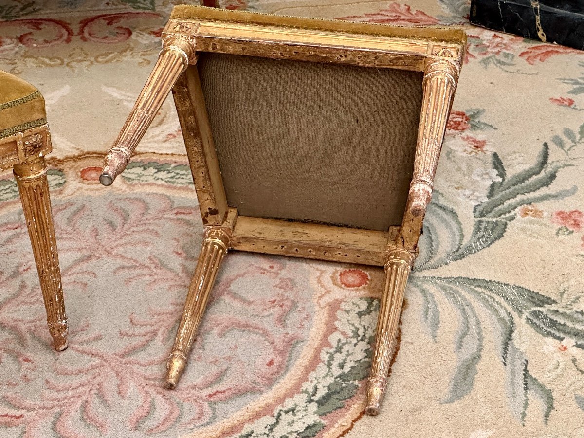 Georges Jacob (attributed To), Pair Of Lyre Chairs In Golden Wood, Louis XVI Period Around 1780-photo-1