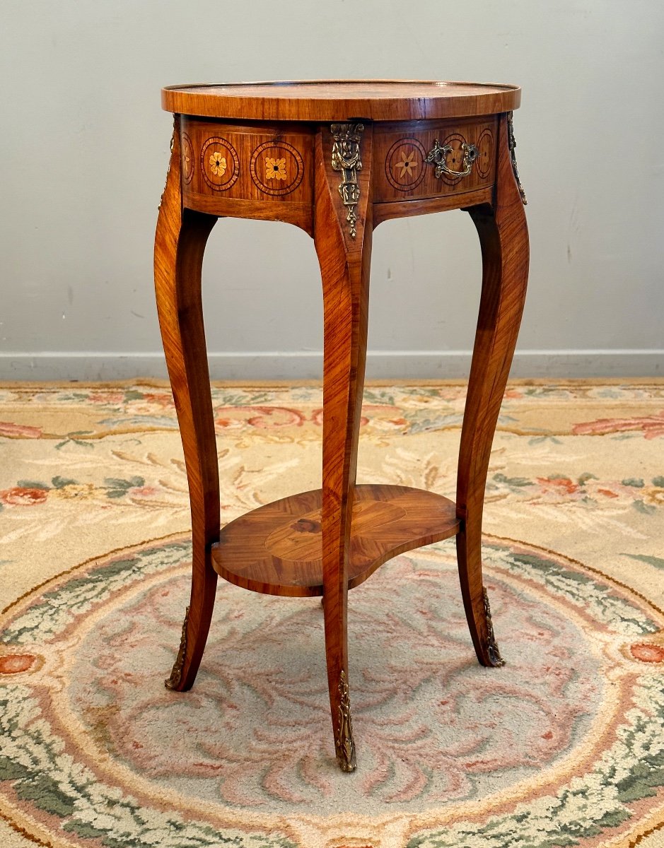 Table De Salon Marqueterie De Style Louis XV Vers 1930-photo-2