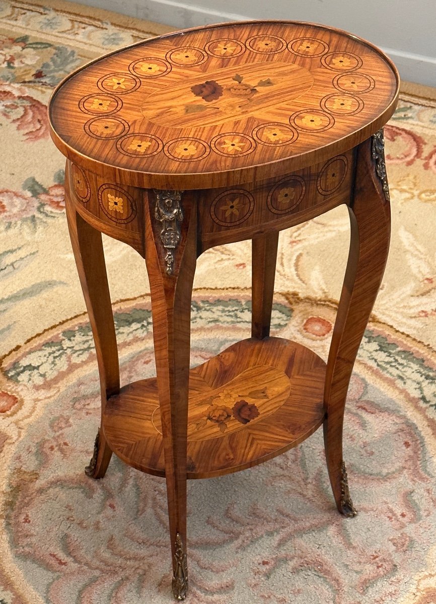 Table De Salon Marqueterie De Style Louis XV Vers 1930-photo-1