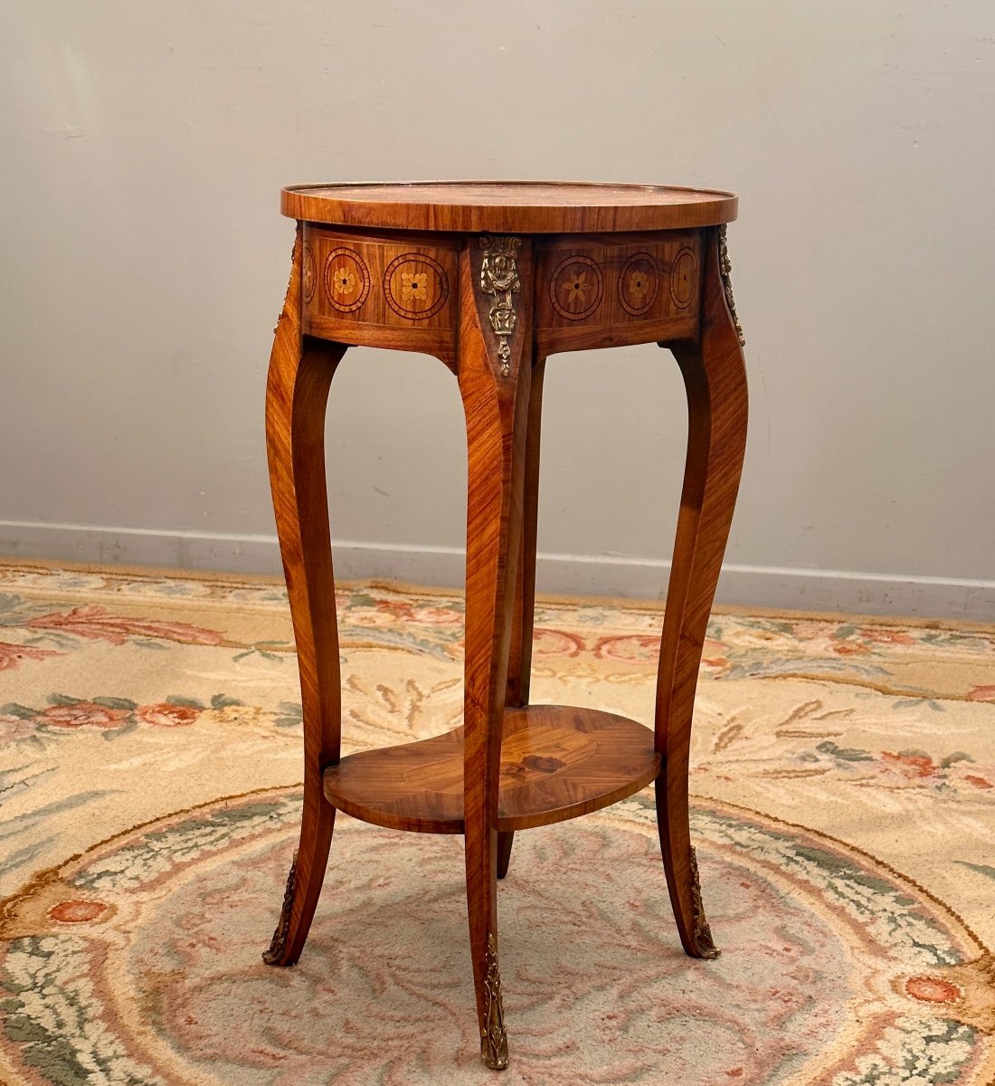 Table De Salon Marqueterie De Style Louis XV Vers 1930-photo-3