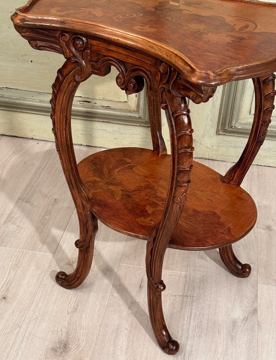 Emile Gallé, Art Nouveau Pedestal Table School Of Nancy Circa 1900-photo-2