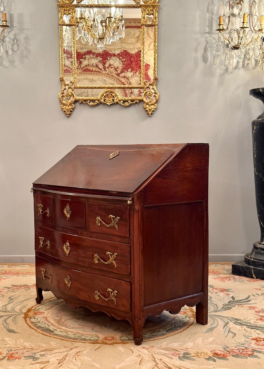 Commode Scribanne En Acajou Travail de Port d'Epoque Louis XV  Vers 1750-photo-4