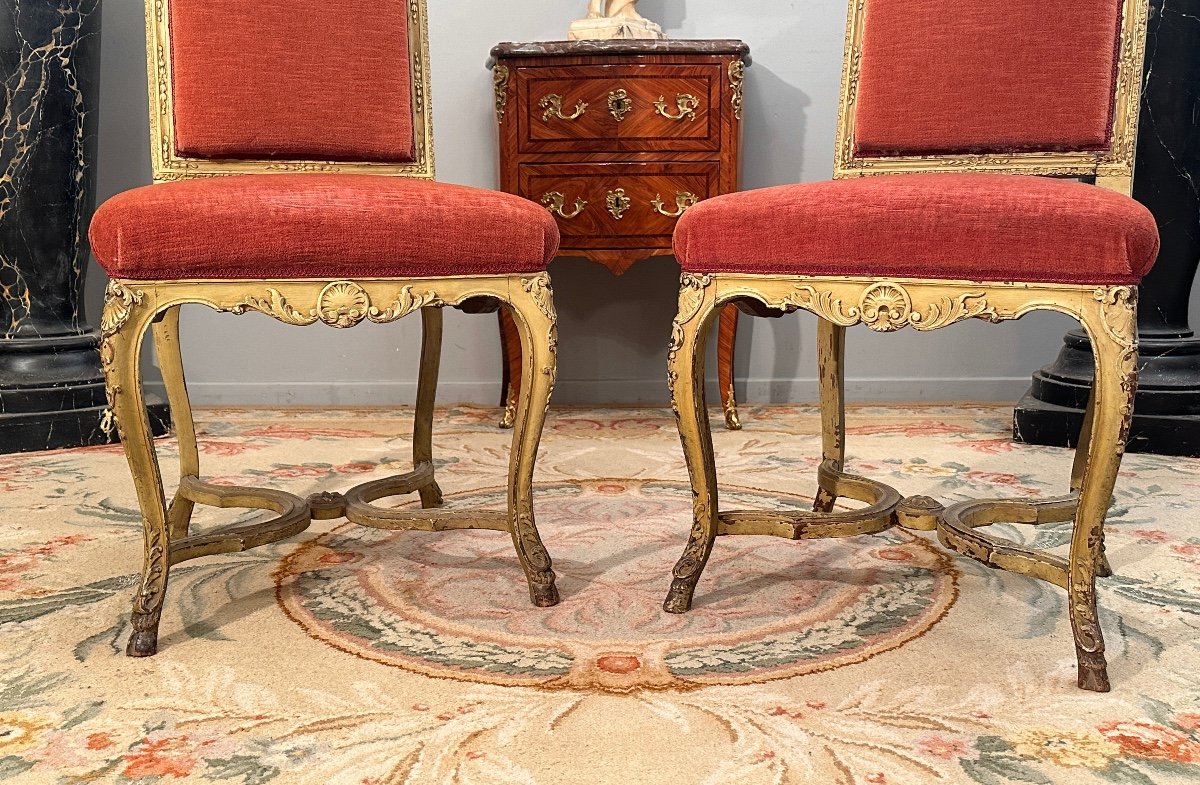 Pair Of Regence Style Chairs From The XIXth Century Around 1870-photo-1