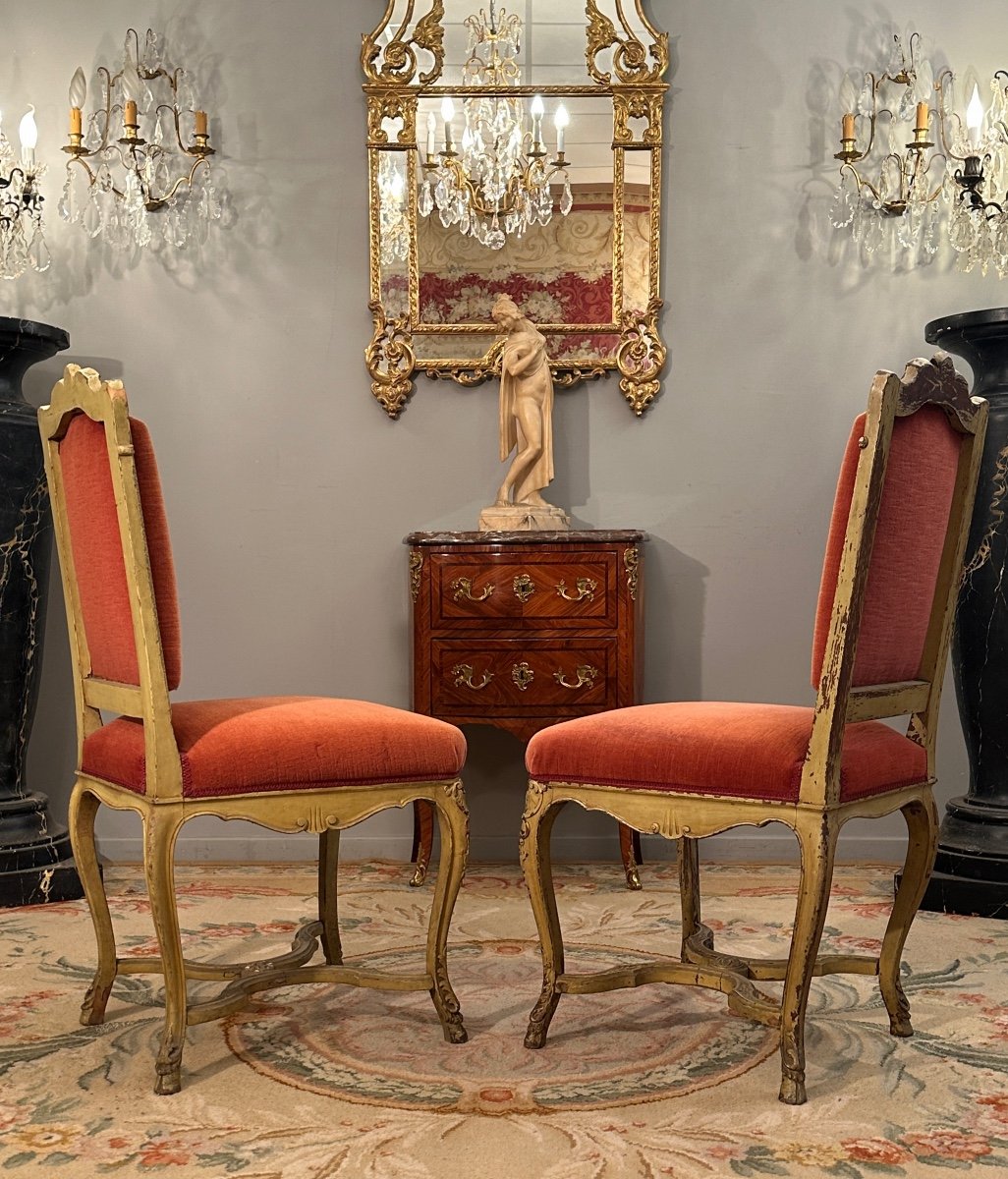 Pair Of Regence Style Chairs From The XIXth Century Around 1870-photo-2