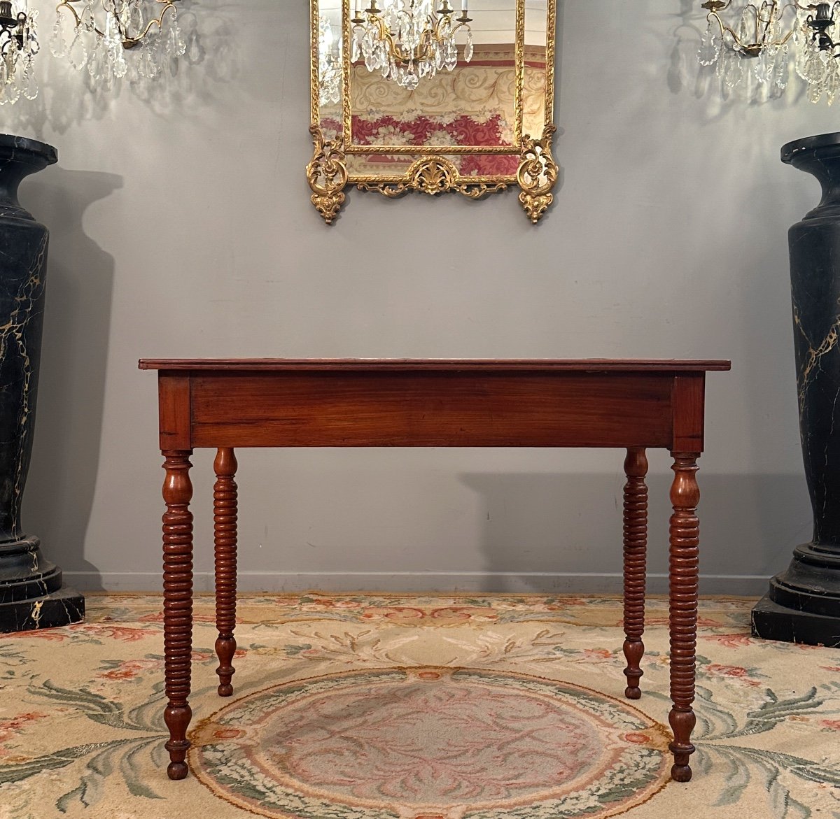 Mahogany Flat Desk, Restoration Period Around 1820-photo-4