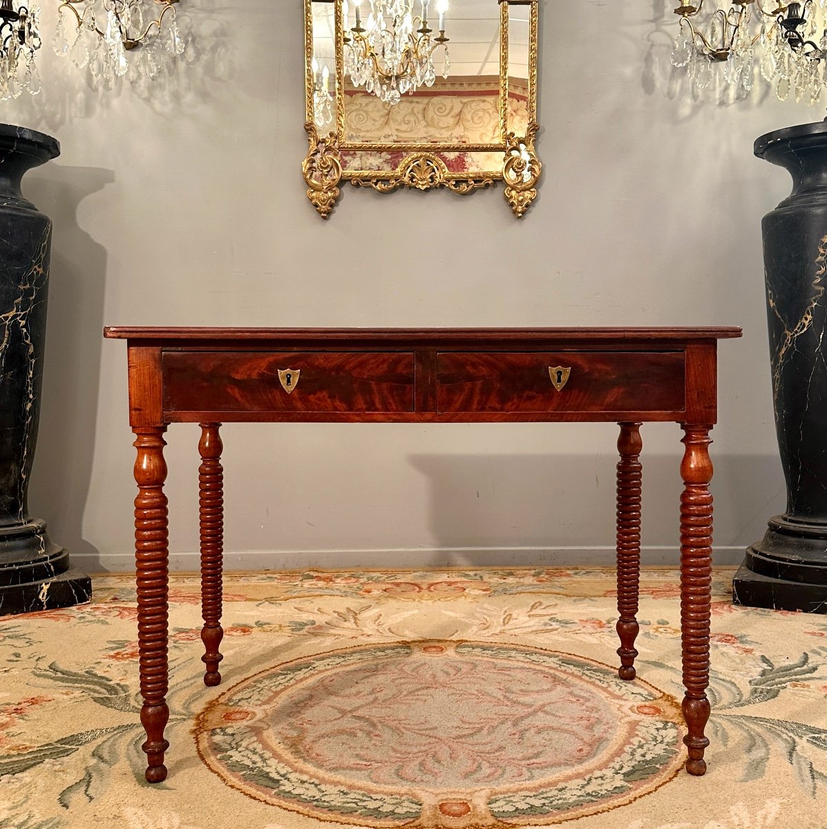 Mahogany Flat Desk, Restoration Period Around 1820