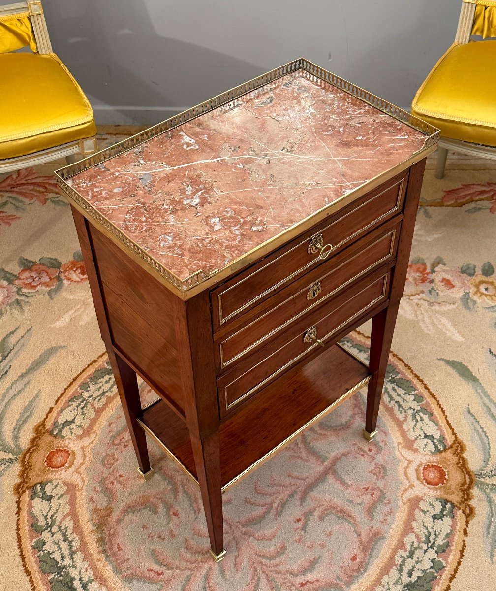 Petite Table Chiffonnière Ecritoire En Acajou d'Epoque Louis XVI Vers 1780-photo-3