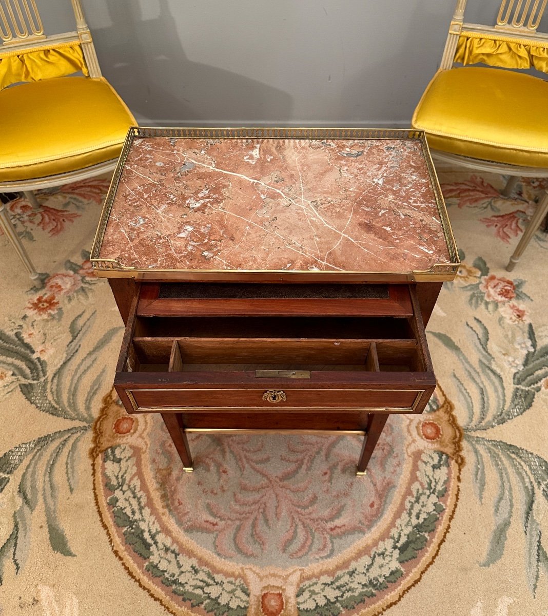 Petite Table Chiffonnière Ecritoire En Acajou d'Epoque Louis XVI Vers 1780-photo-4