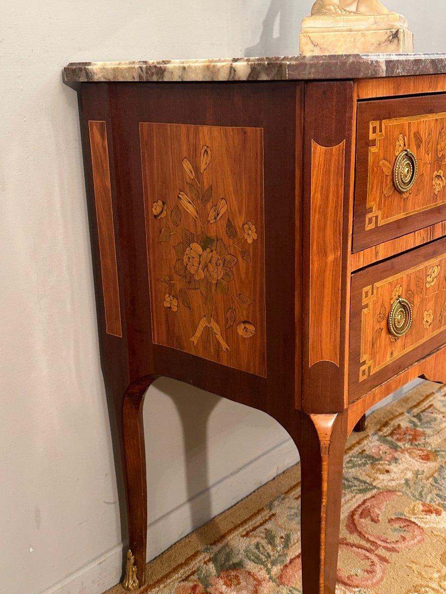 Jumping Chest Of Drawers In Louis XV Transition Marquetry - Louis XVI Circa 1770-photo-1