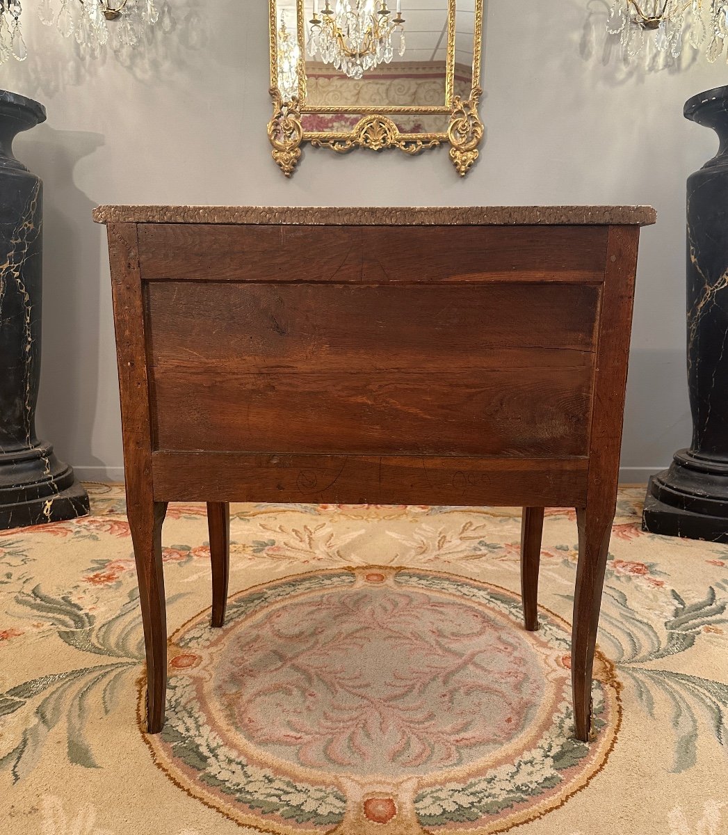 Commode Sauteuse En Marqueterie d'Epoque Transition Louis XV - Louis XVI Vers 1770-photo-4