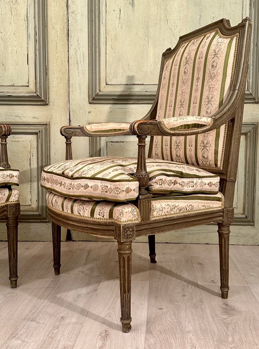 Paire De Fauteuils De Style Louis XVI Epoque XIXeme Vers 1880-photo-1