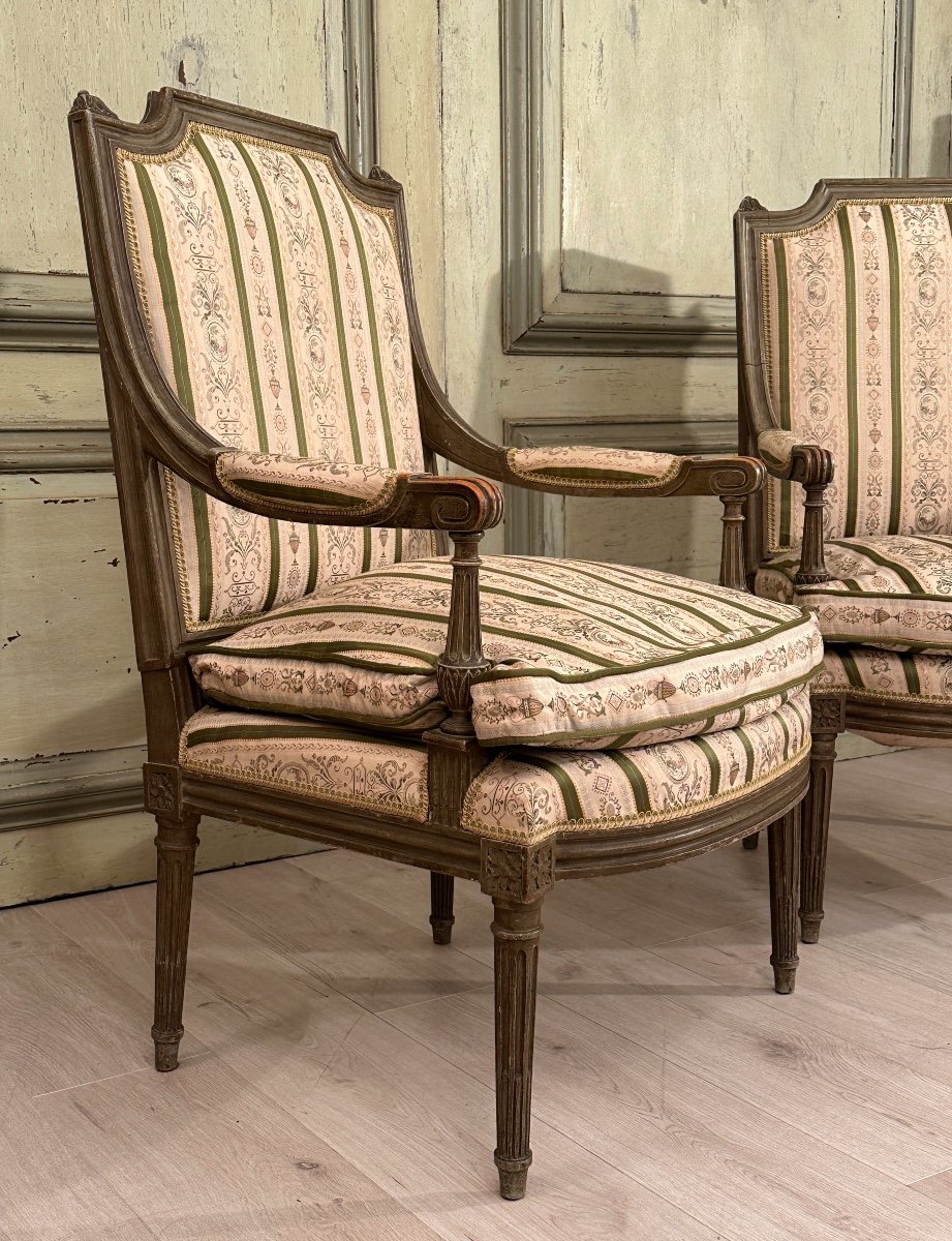 Paire De Fauteuils De Style Louis XVI Epoque XIXeme Vers 1880-photo-3