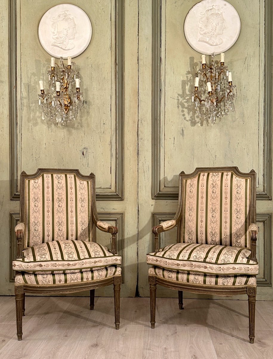 Paire De Fauteuils De Style Louis XVI Epoque XIXeme Vers 1880-photo-6