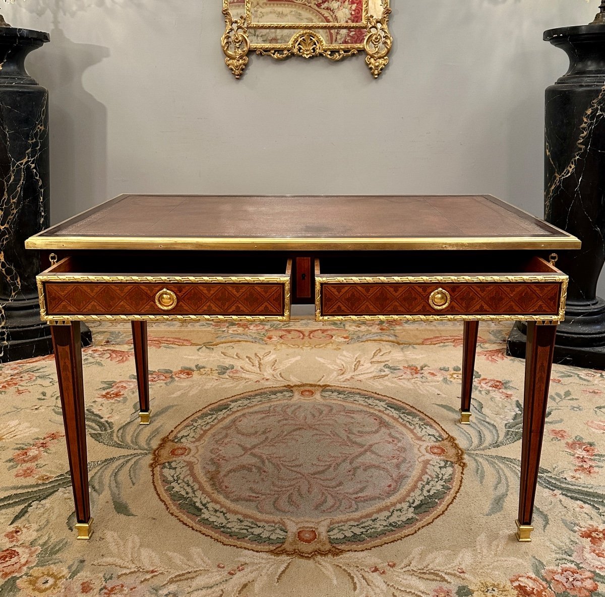  Philippe Claude Montigny, Bureau Plat En Marqueterie De Style Louis XVI-photo-5