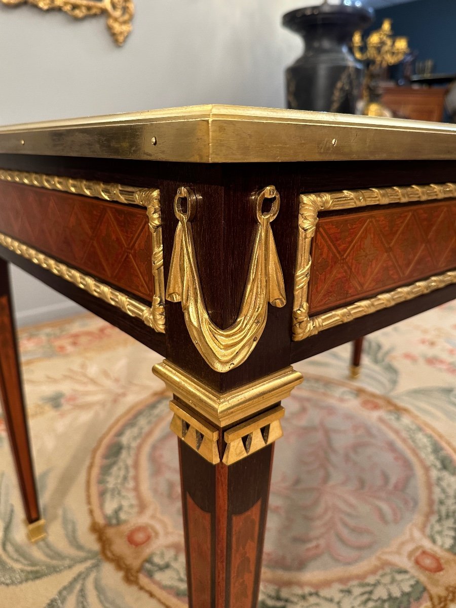  Philippe Claude Montigny, Bureau Plat En Marqueterie De Style Louis XVI-photo-6