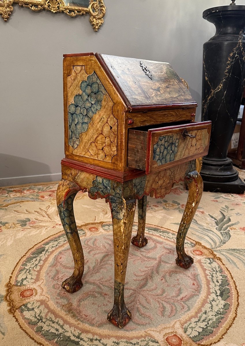 Small Venetian Secretary Desk In Lacquered Wood 18th Century-photo-6
