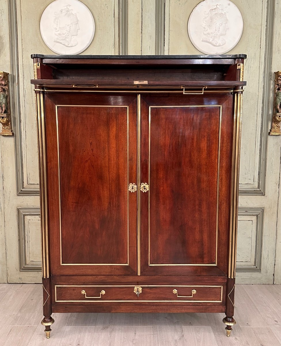 Rare Louis XVI Mahogany Wardrobe Around 1780-photo-1