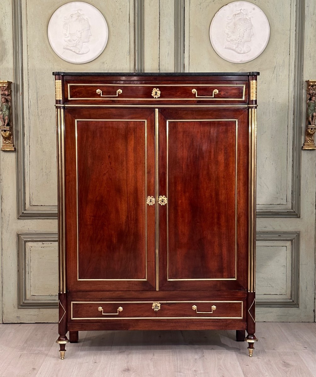 Rare Louis XVI Mahogany Wardrobe Around 1780