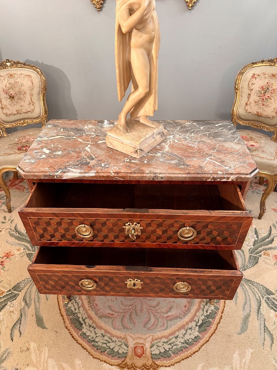 Sauteuse Commode In Marquetry From Louis XV Louis XVI Transition Period Circa 1770-photo-1