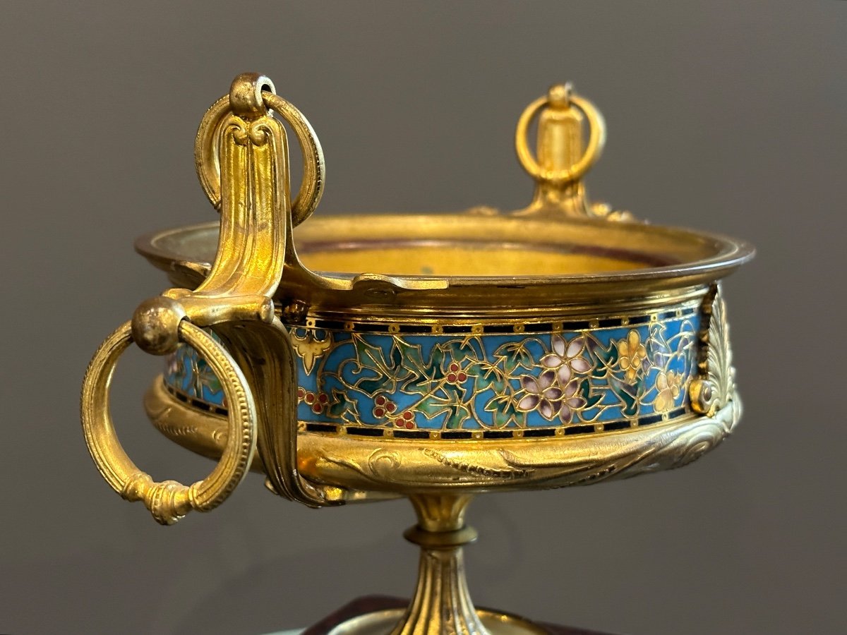 Ferdinand Barbedienne, Cloisonne Enamel And Bronze Cup (1810 - 1892)-photo-2