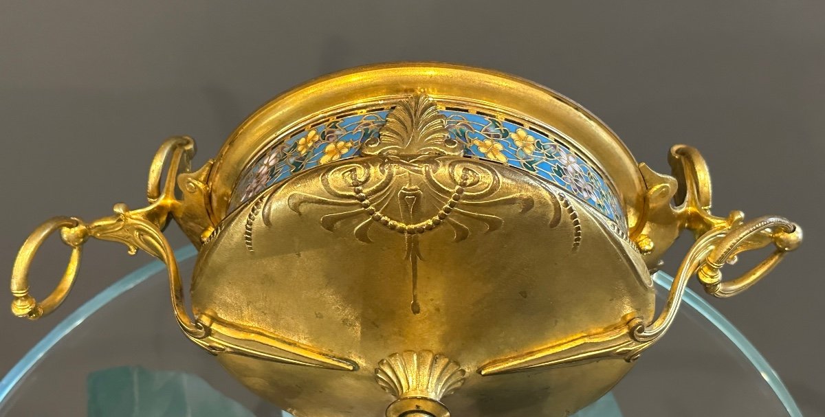 Ferdinand Barbedienne, Cloisonne Enamel And Bronze Cup (1810 - 1892)-photo-2
