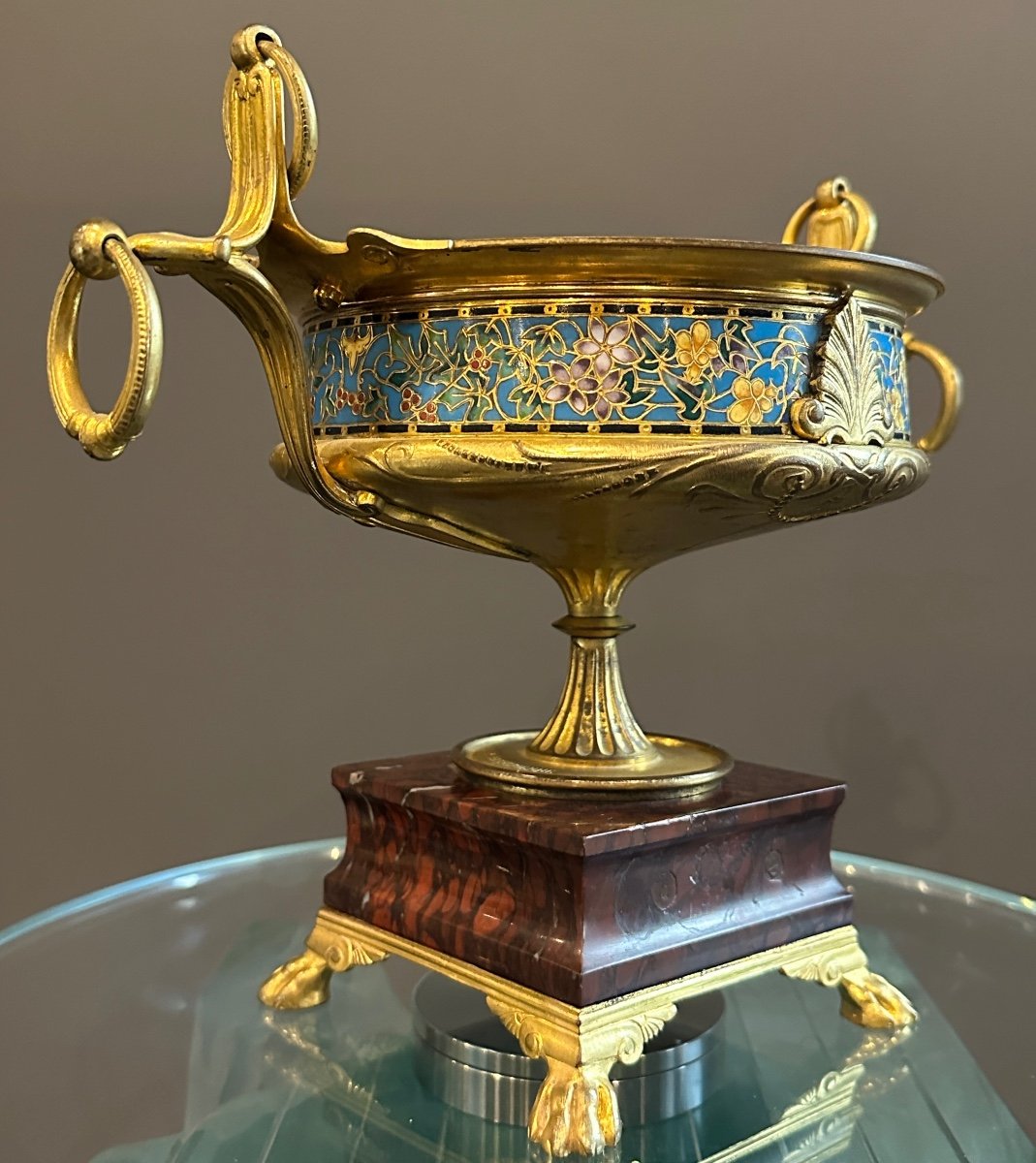 Ferdinand Barbedienne, Cloisonne Enamel And Bronze Cup (1810 - 1892)-photo-3