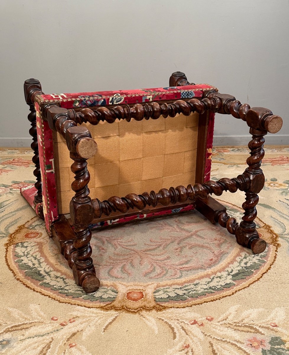 Chaise A Bras En Noyer d'Epoque Louis XIII XVIIème Siècle -photo-3
