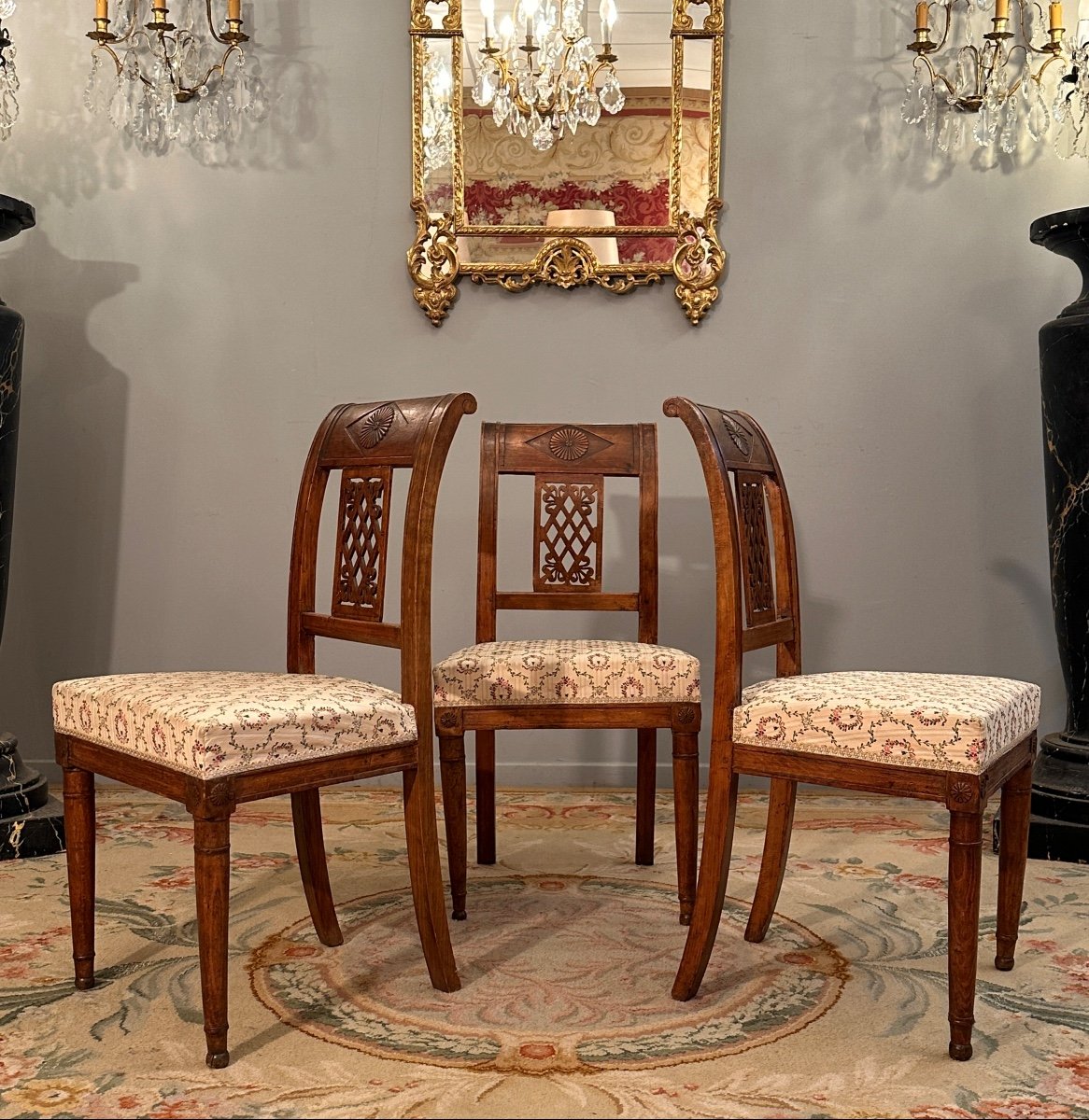 Suite De Trois Chaises d'Epoque Directoire Vers 1790-photo-2