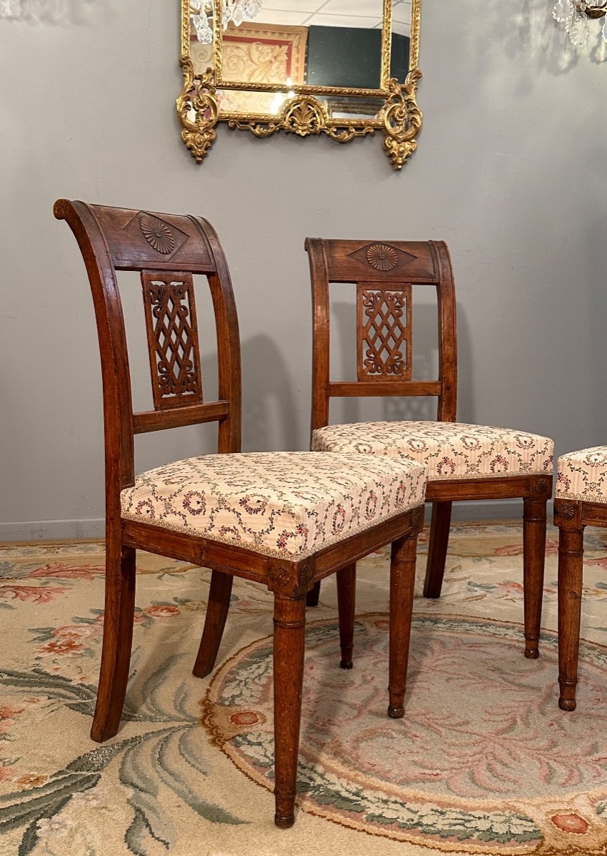 Suite De Trois Chaises d'Epoque Directoire Vers 1790-photo-3