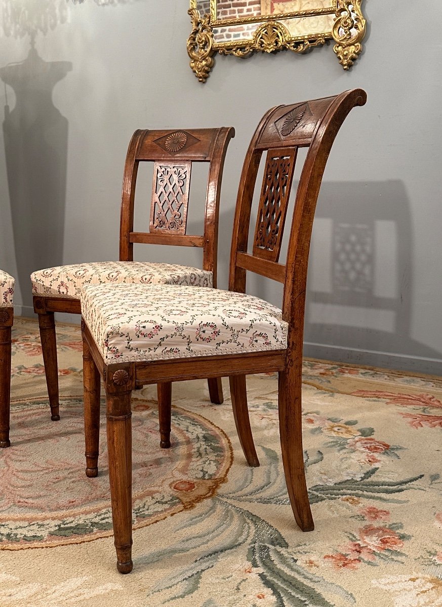 Suite De Trois Chaises d'Epoque Directoire Vers 1790-photo-1