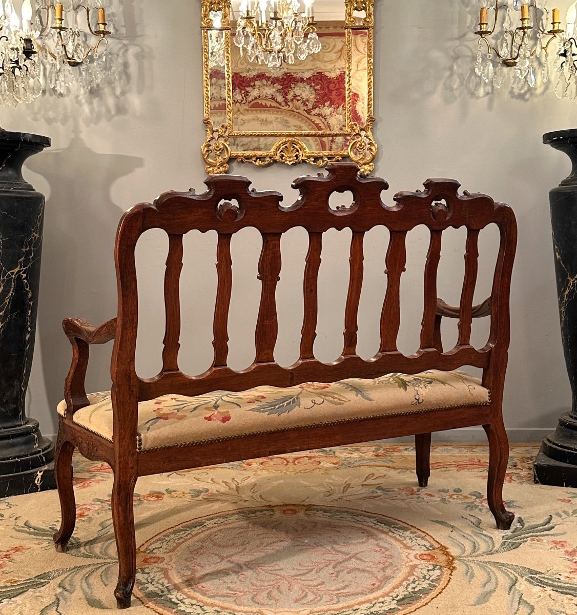 Banquette En Bois Mouluré et Sculpté d'Epoque Régence Vers 1720-photo-1