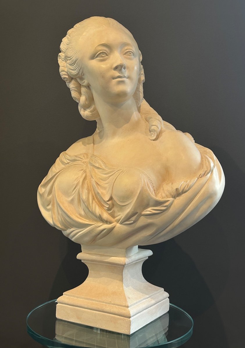 Augustin Pajou, Bust Sculpture The Countess Du Barry 19th Century-photo-3