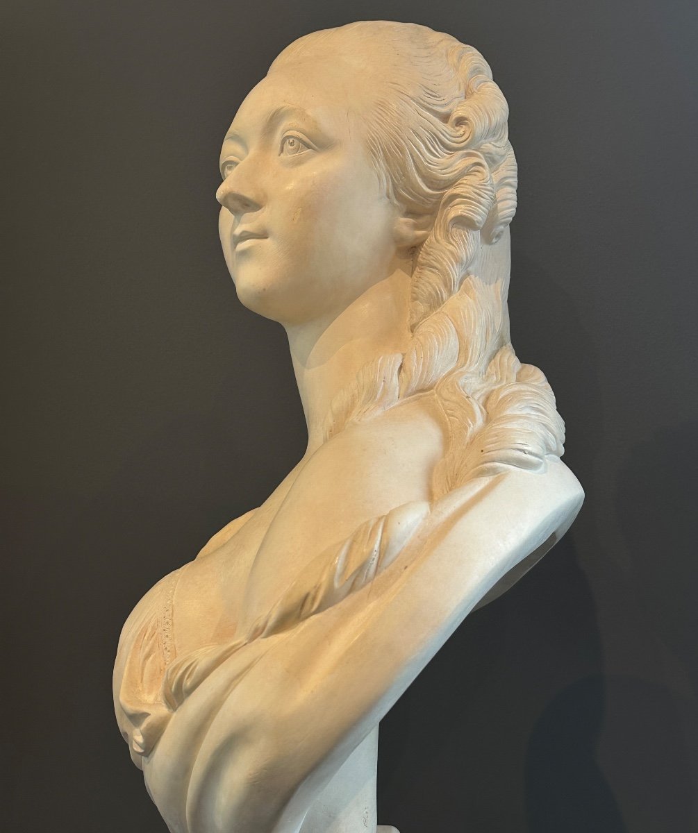 Augustin Pajou, Bust Sculpture The Countess Du Barry 19th Century-photo-4