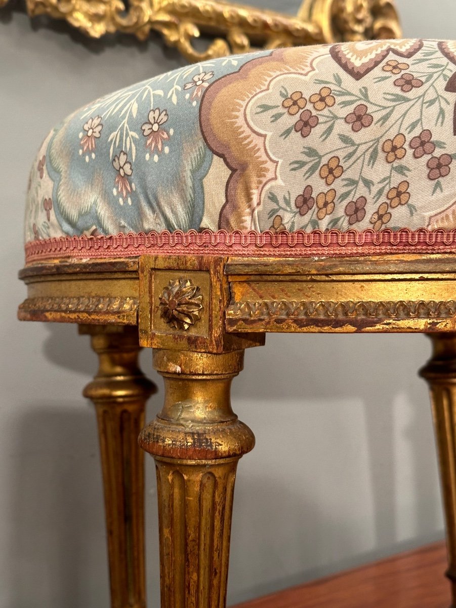 Louis XVI Style Golden Wood Stool From The 19th Century-photo-3