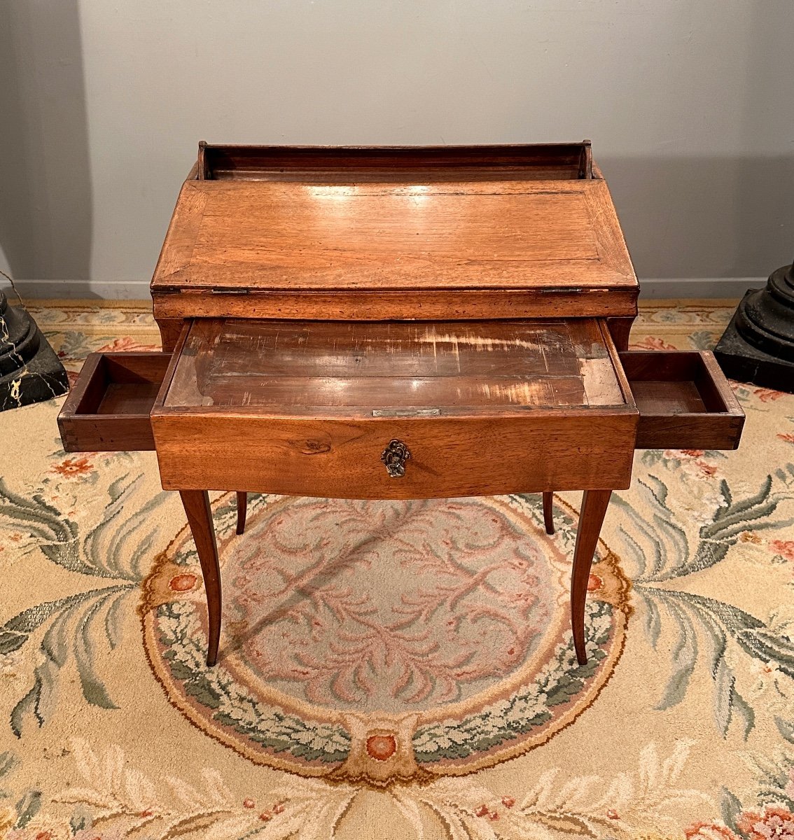 Petit Bureau à Système En Noyer D'Epoque Louis XV XVIIIème-photo-1